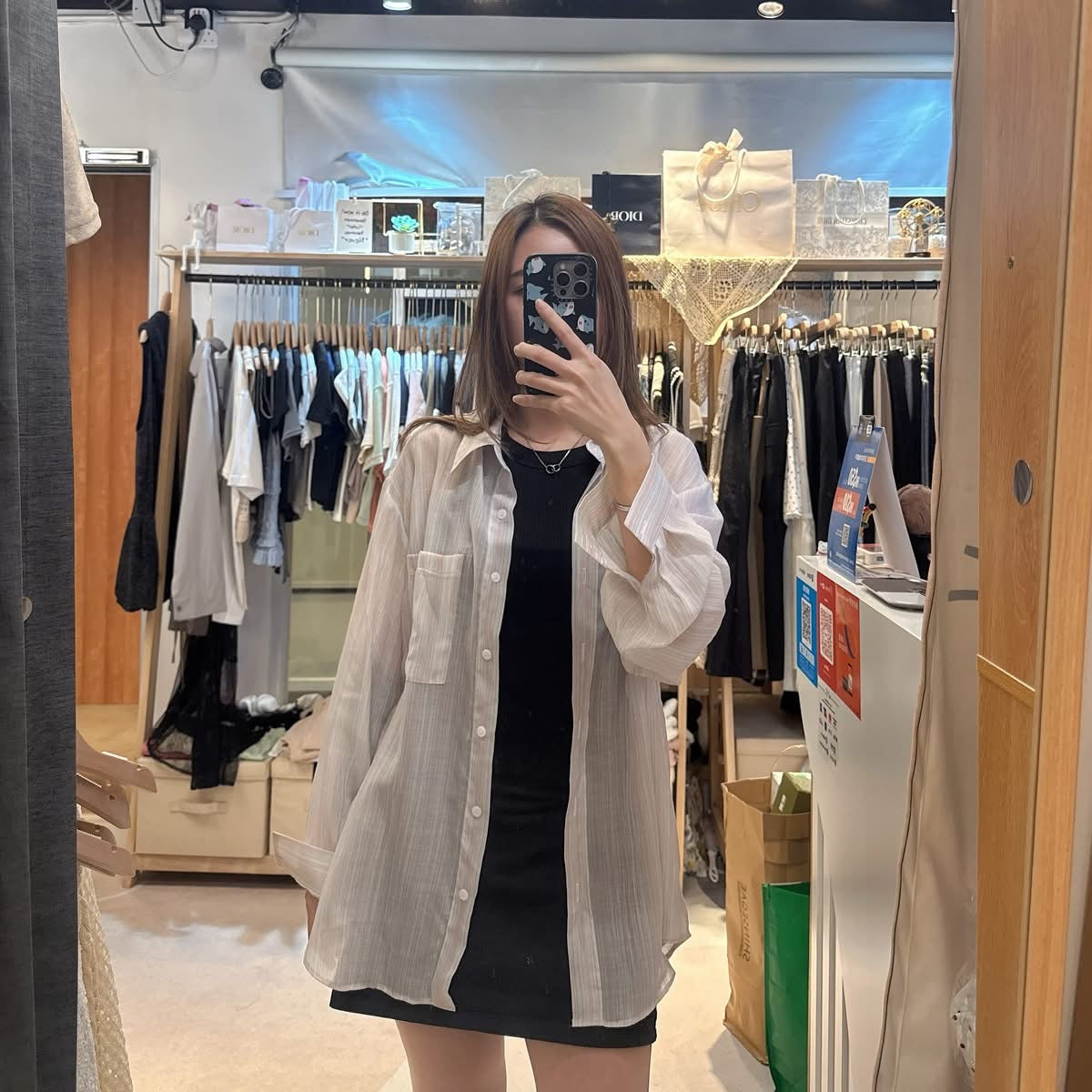 🇰🇷半透粉色系恤衫