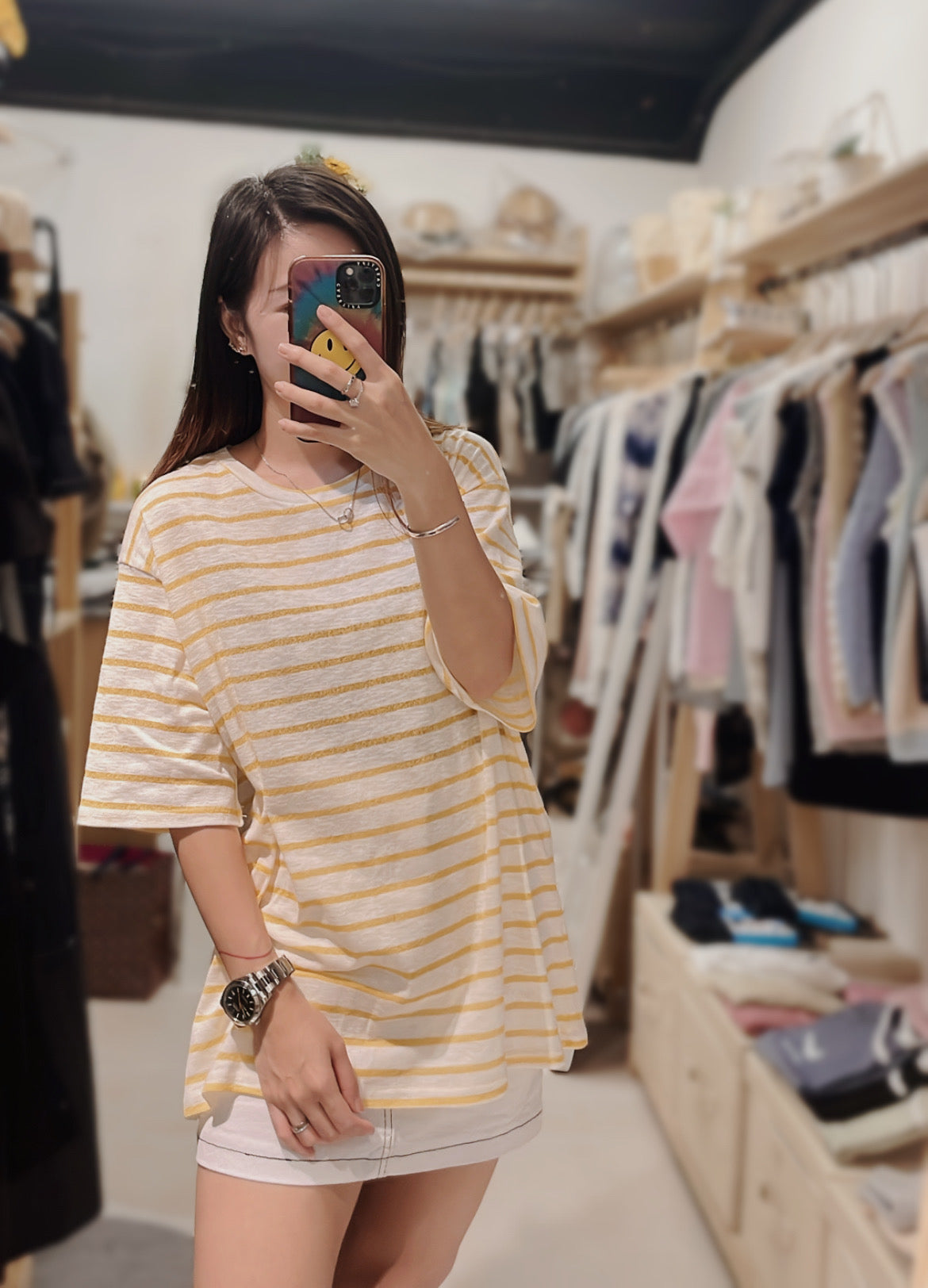 檸檬🍋間條 背後smile 眼前一亮Tee