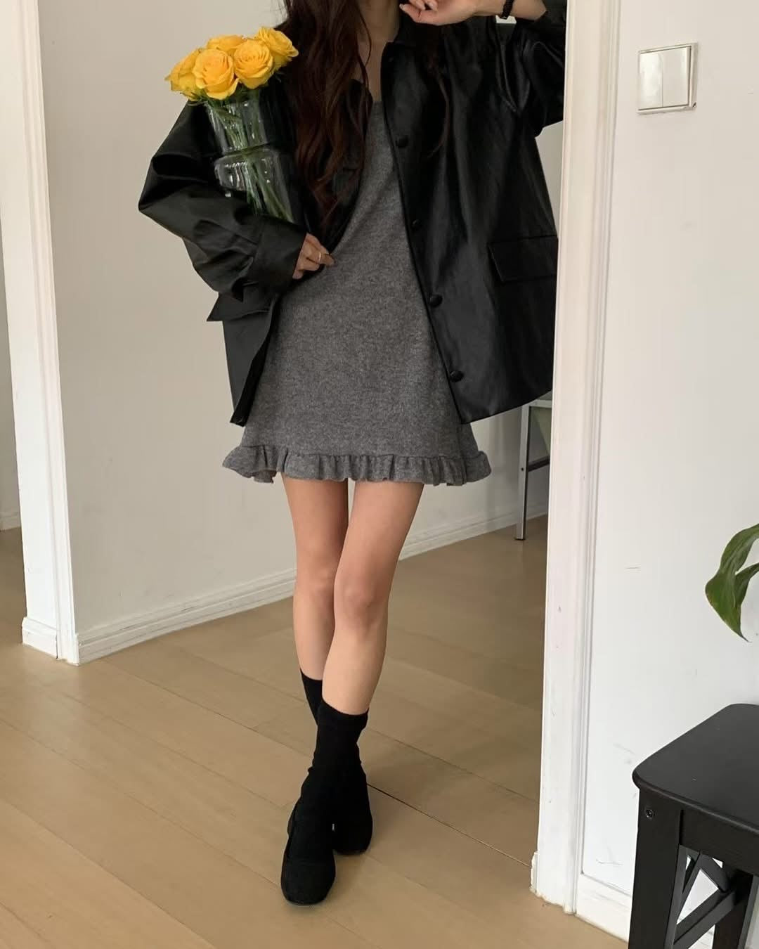 🇰🇷荷葉邊吊帶連身裙