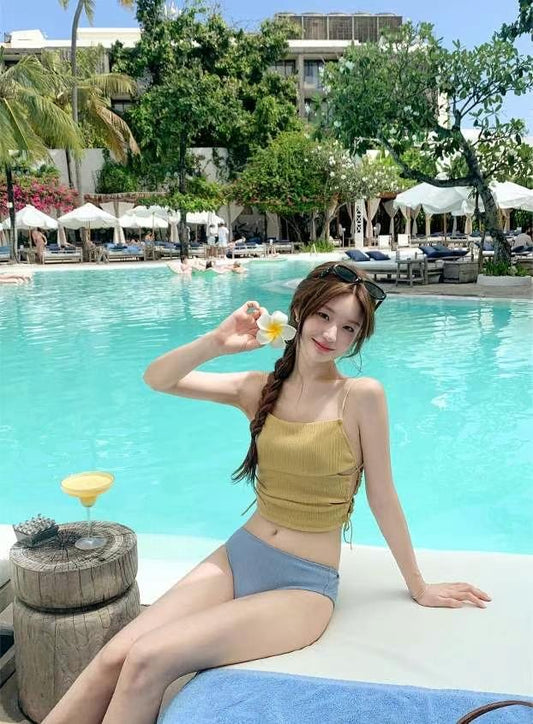 🇰🇷韓國製 側綁帶 拼色泳衣