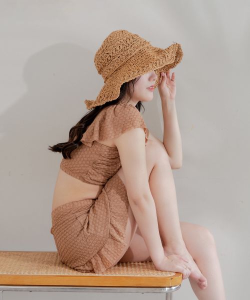 日本直送🇯🇵兩件頭泳衣 奶茶色 SizeM/L