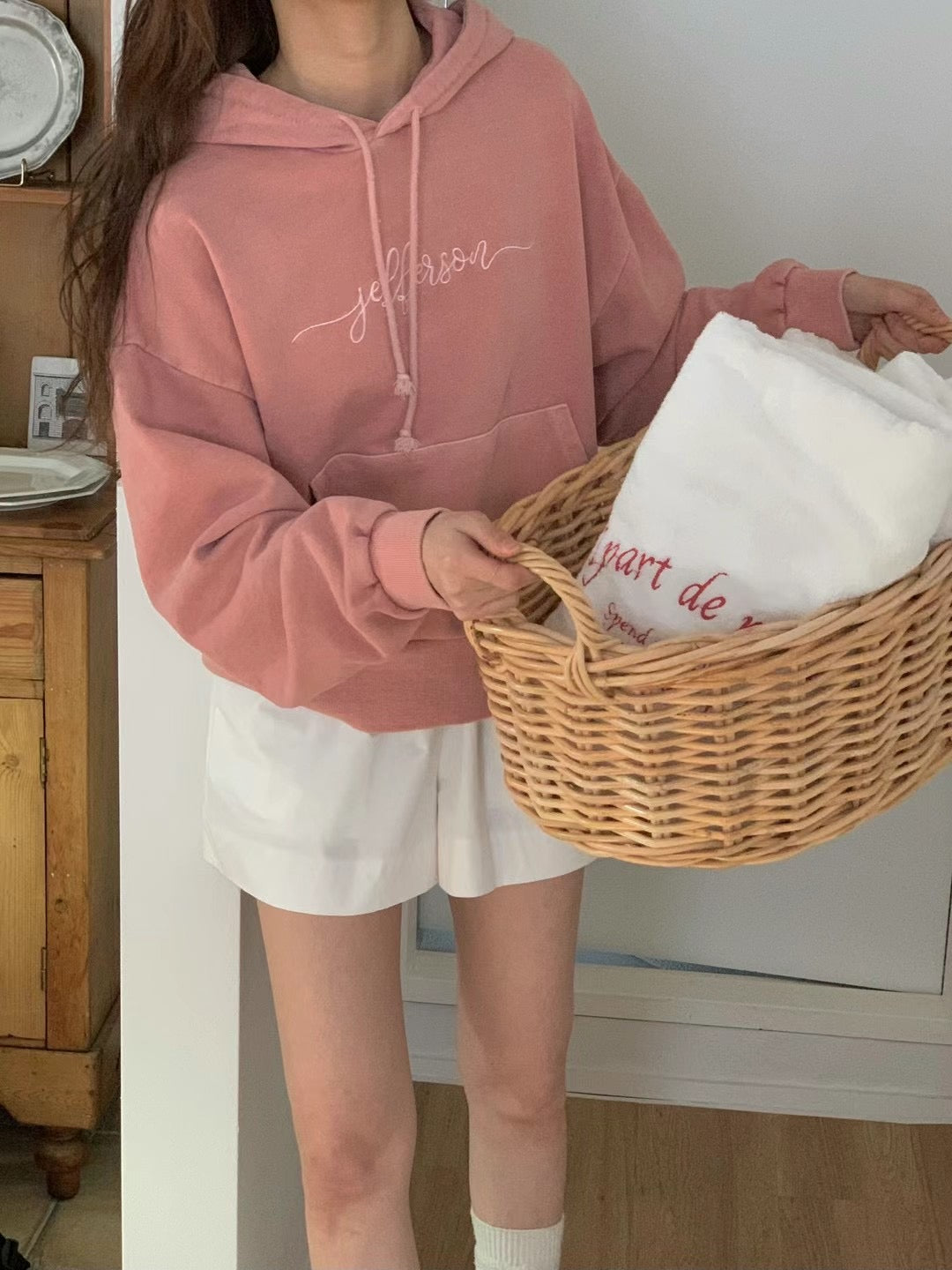 慵懶風豆沙粉/水洗灰薄衛衣💕