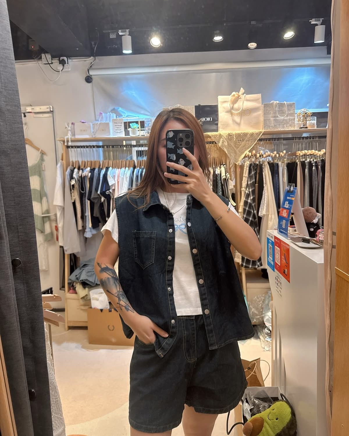🇰🇷薄牛仔啪鈕背心+牛仔闊短褲