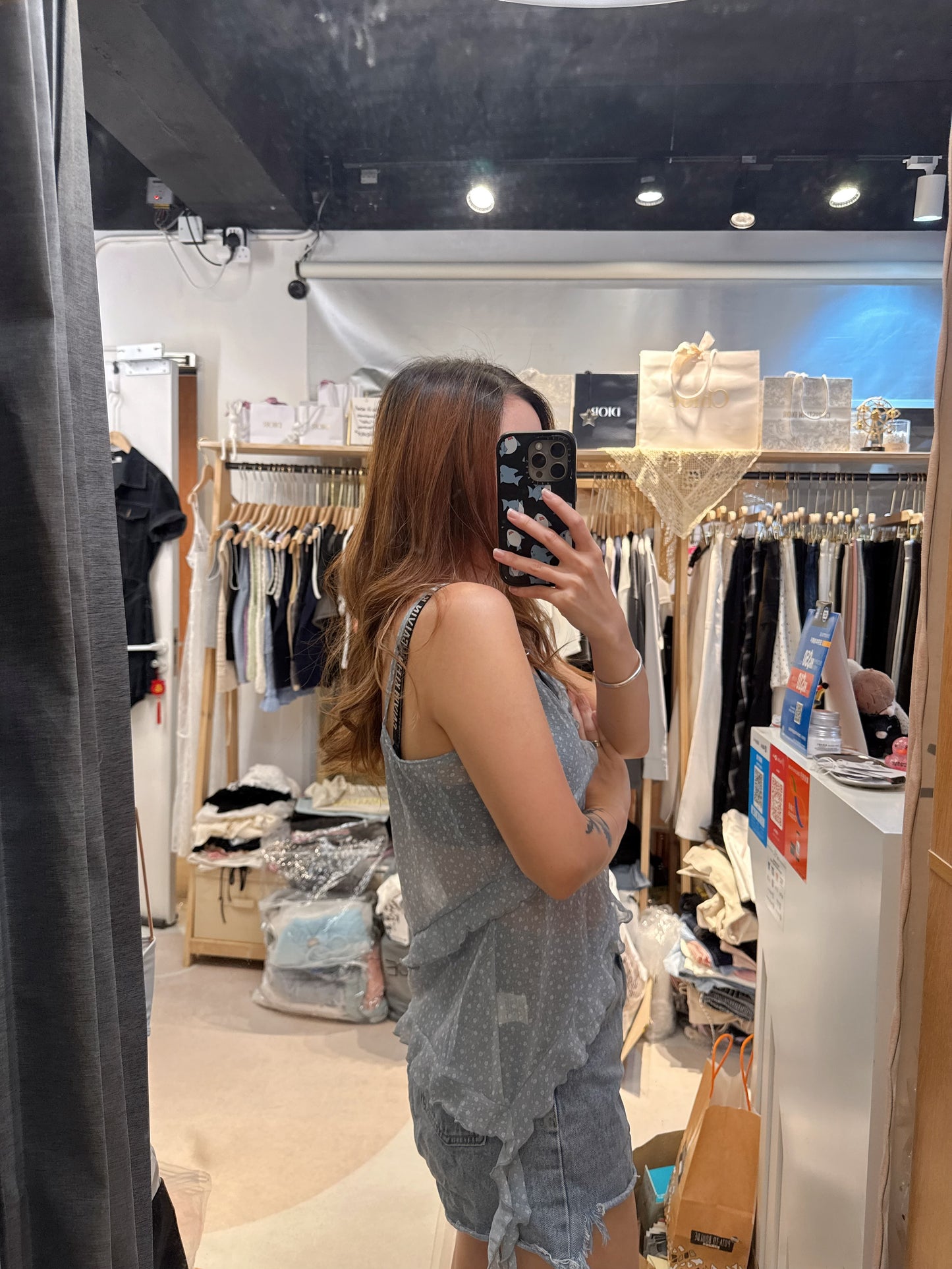 🇰🇷透膚碎花垂邊吊帶