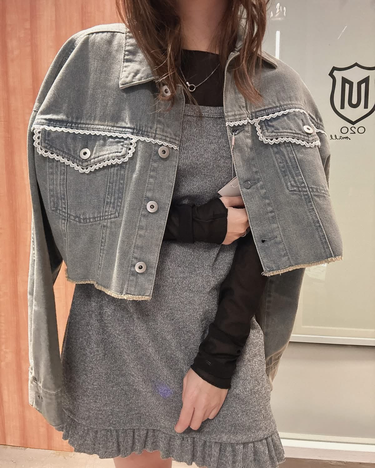 🇯🇵蕾絲邊短版牛仔褸