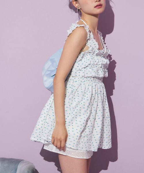 🇯🇵可愛清新感橡筋胸碎花長Top