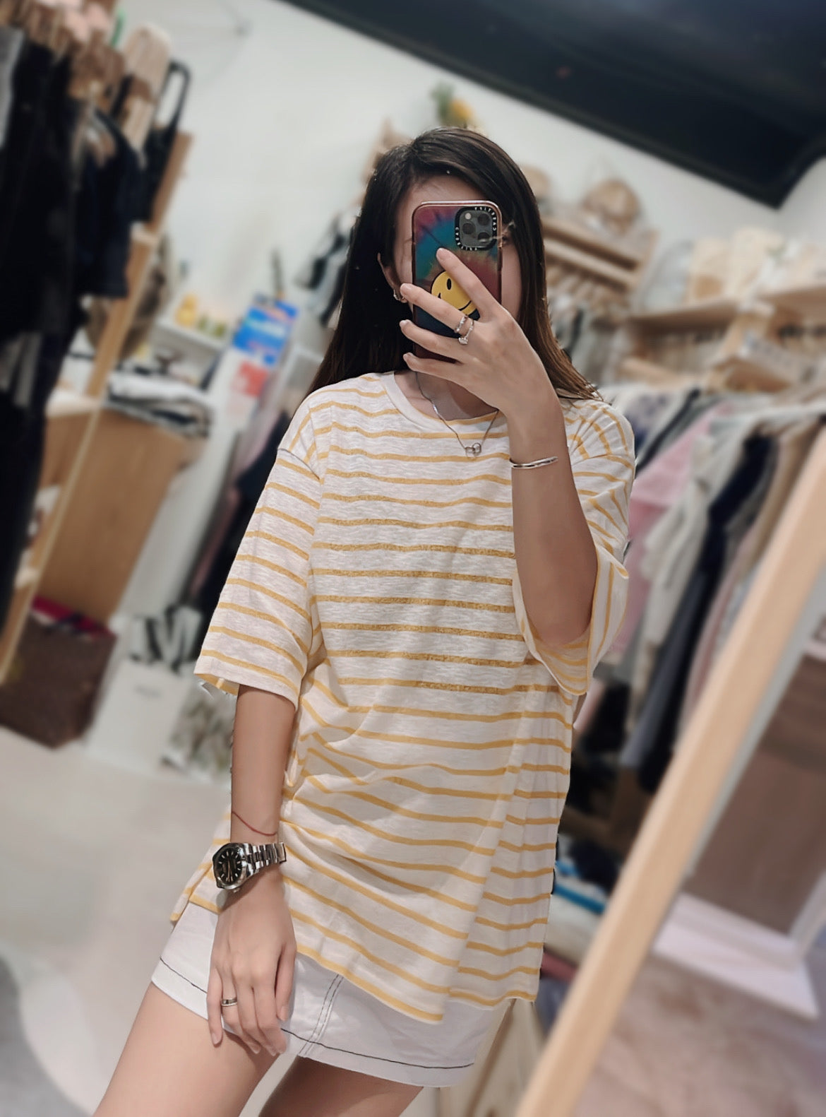 檸檬🍋間條 背後smile 眼前一亮Tee