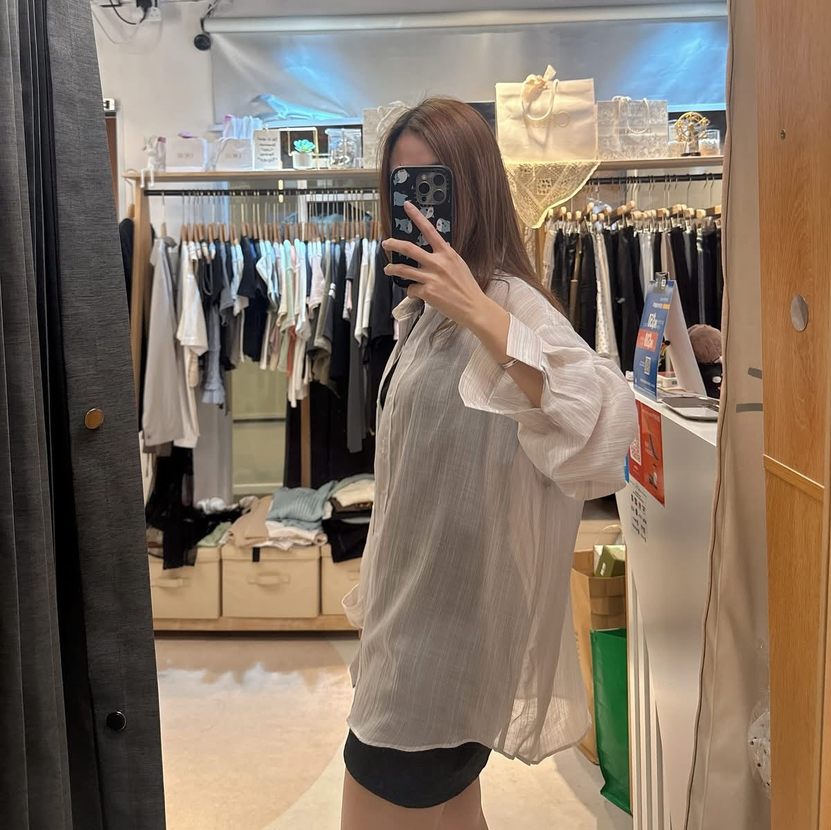 🇰🇷半透粉色系恤衫