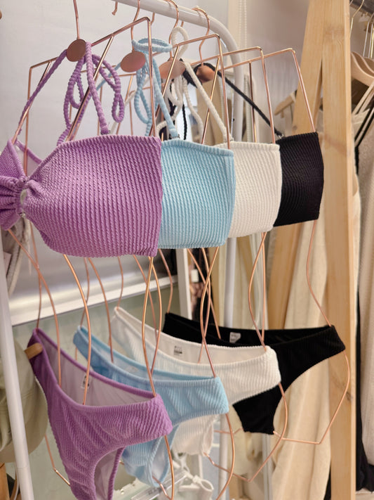 🇹🇭泰國製 直紋兩件頭貝殼泳衣*4色 附送聚胸啫喱胸墊