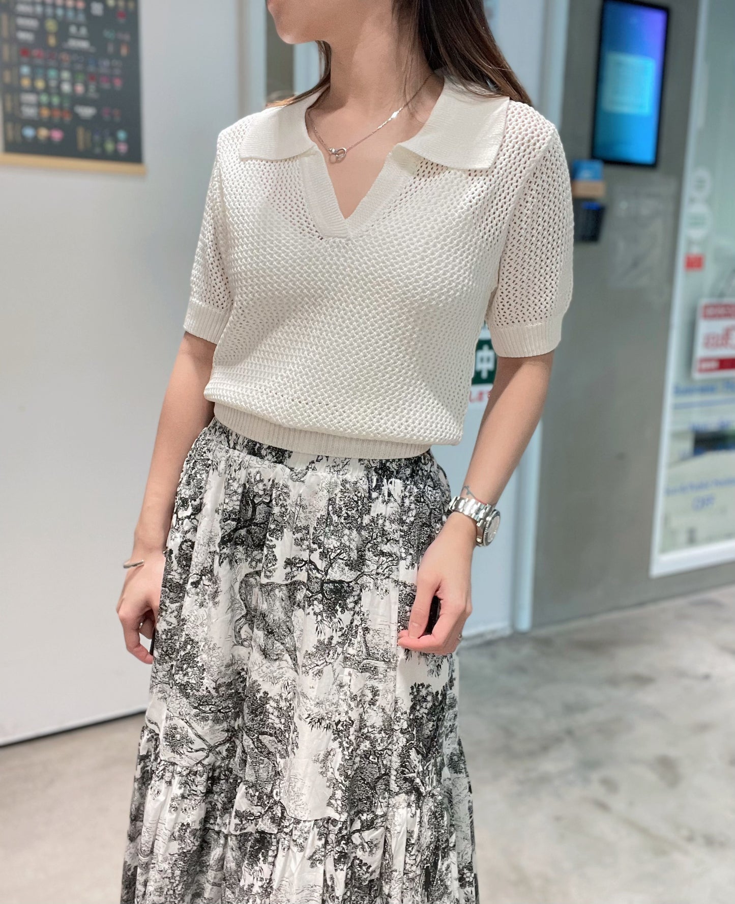 鏤空Polo彈性Tee