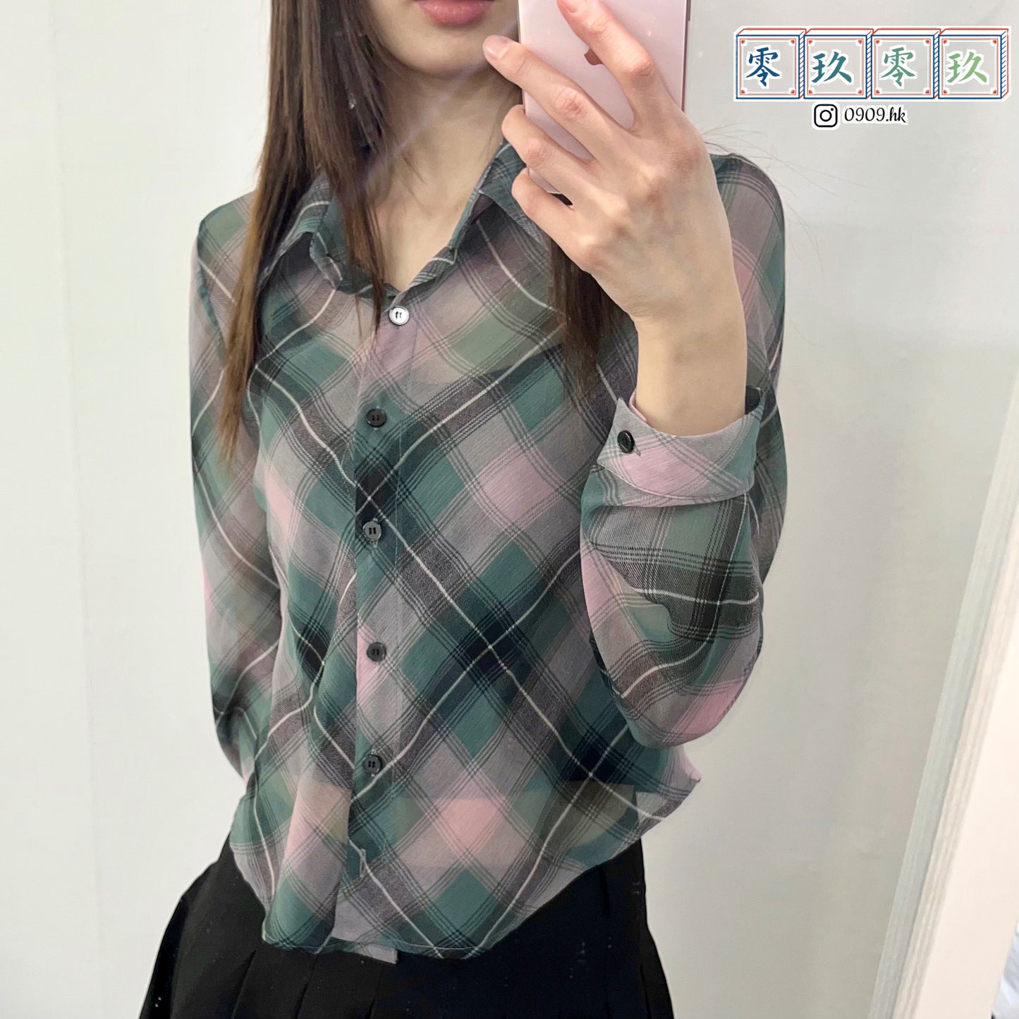 氣質感~格仔絲質恤衫*2色
