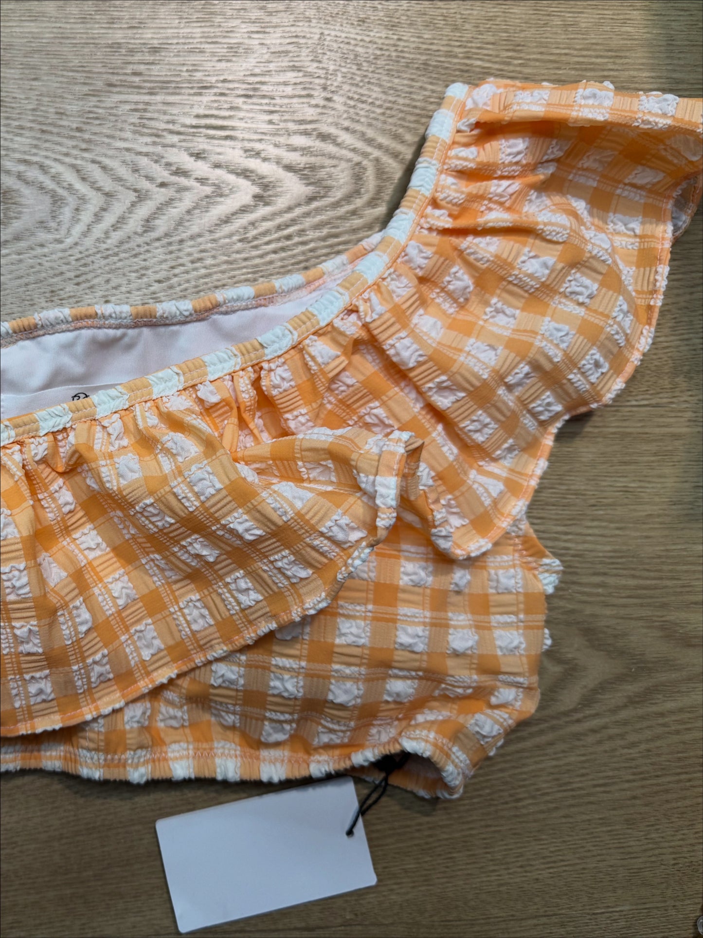 韓國品牌 🍊🍊斜肩皺皺兩件式泳衣👙
