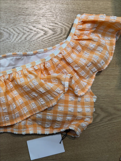 韓國品牌 🍊🍊斜肩皺皺兩件式泳衣👙