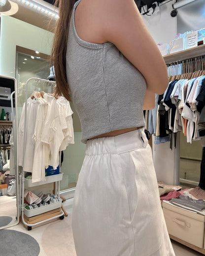 🇰🇷牛仔白布開叉裙