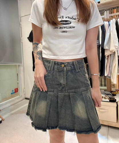 🇯🇵水洗牛仔百褶裙