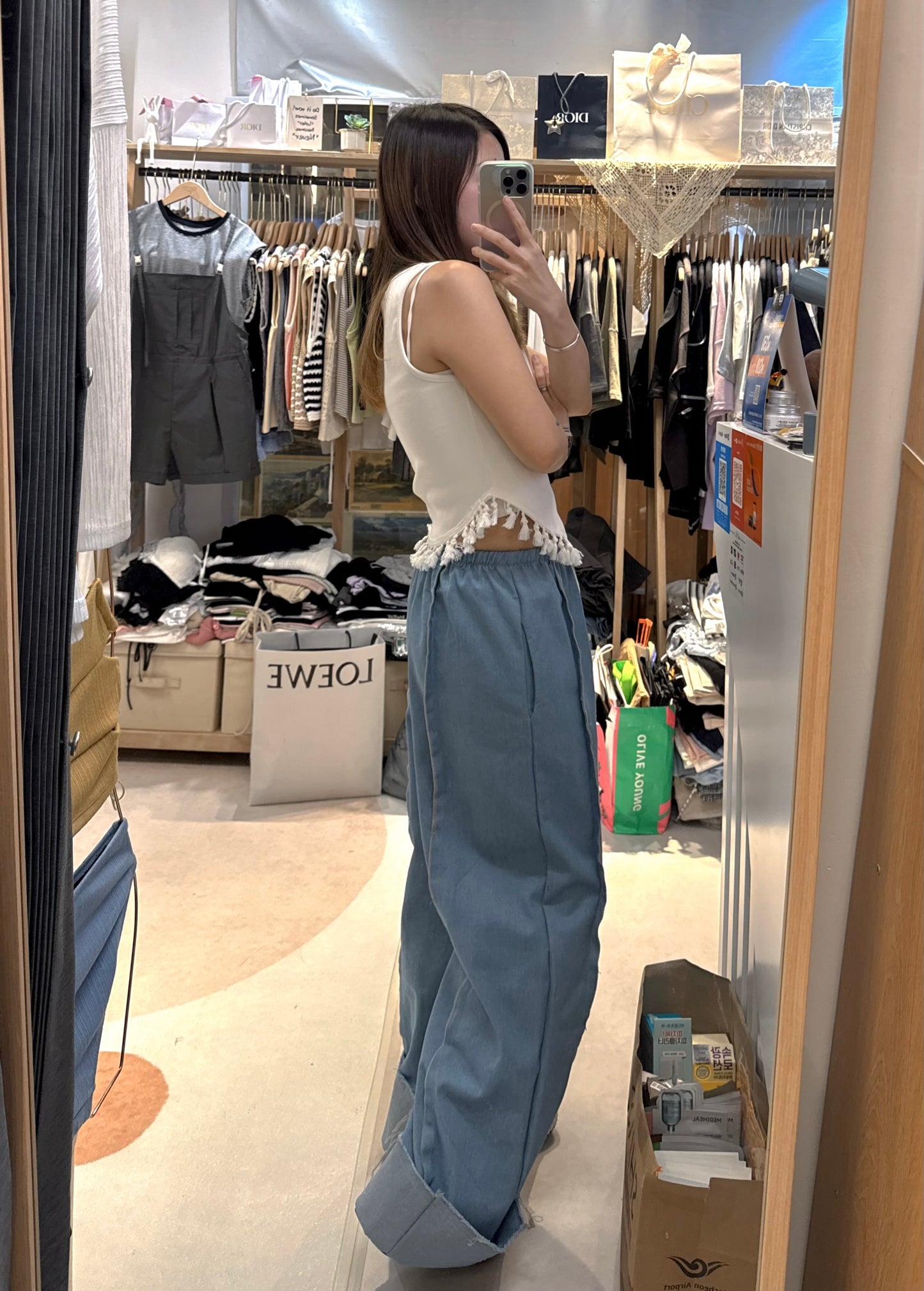 🇰🇷流蘇純白背心 質料挺身唔透色