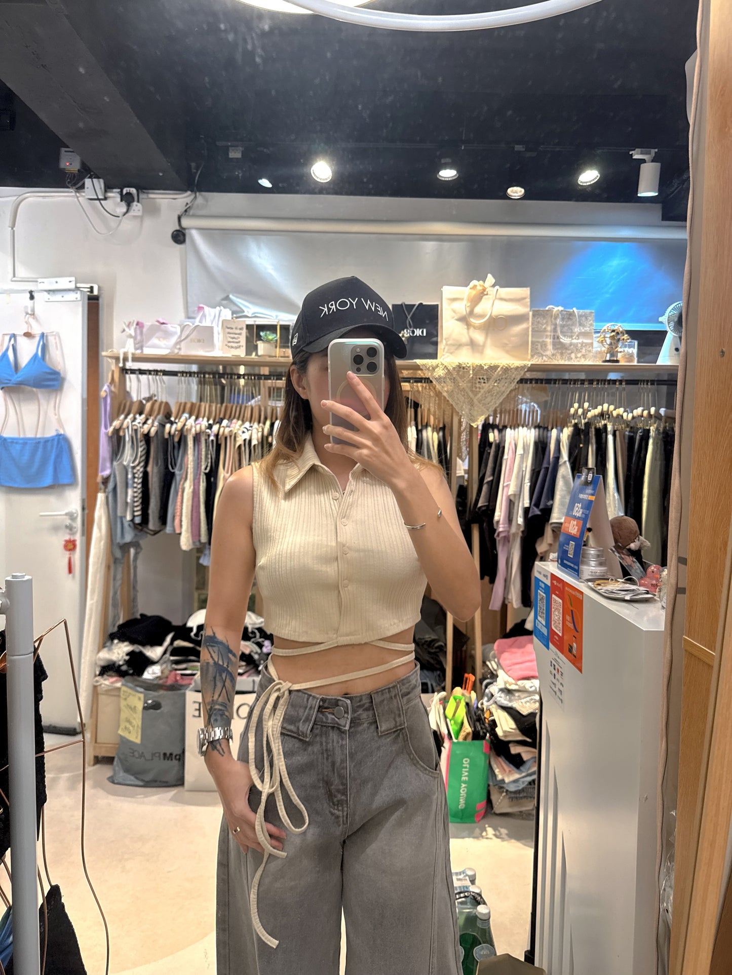 🇰🇷企領綁帶短Top