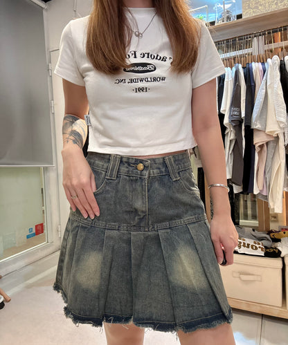 🇯🇵水洗牛仔百褶裙