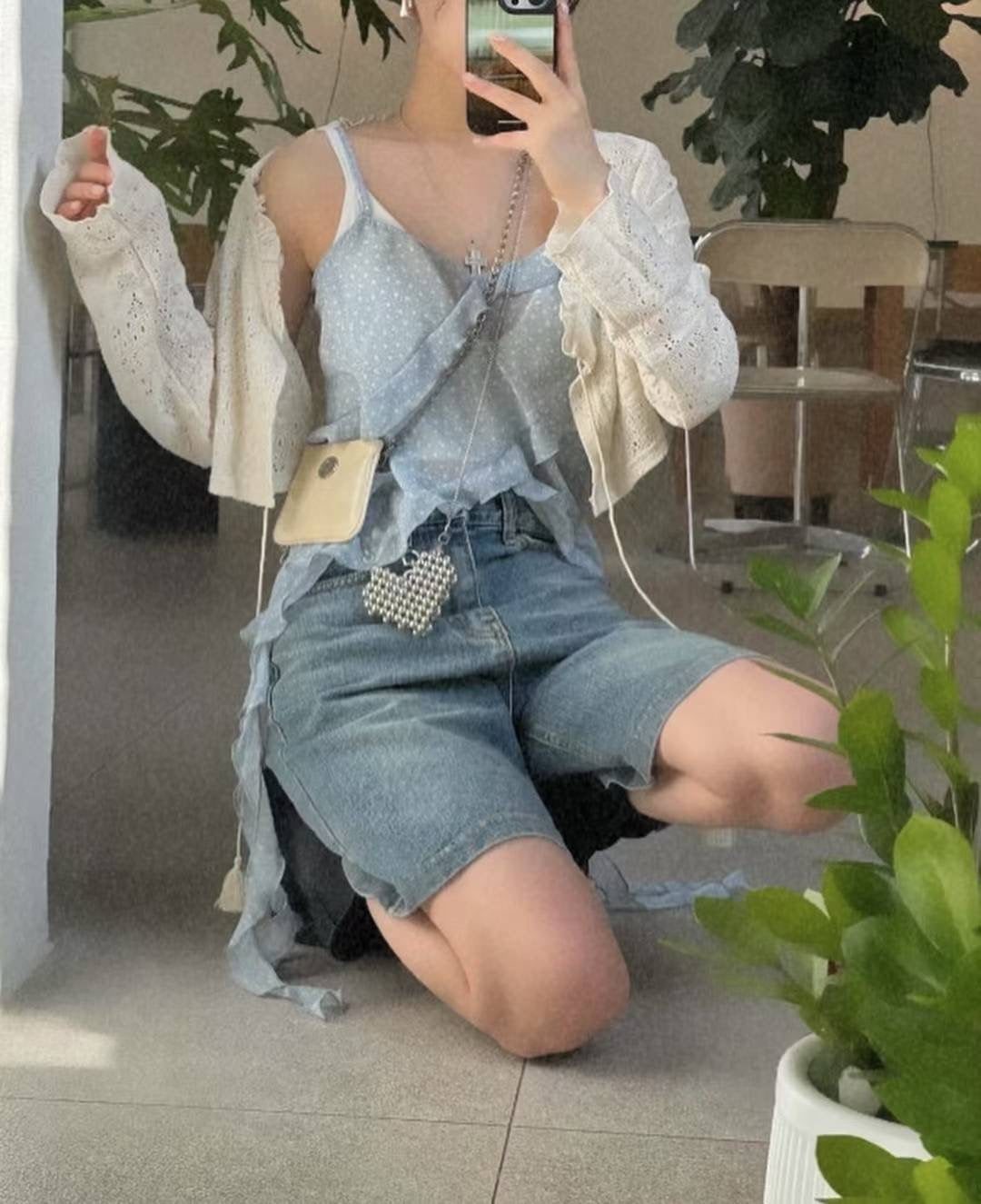 🇰🇷透膚碎花垂邊吊帶