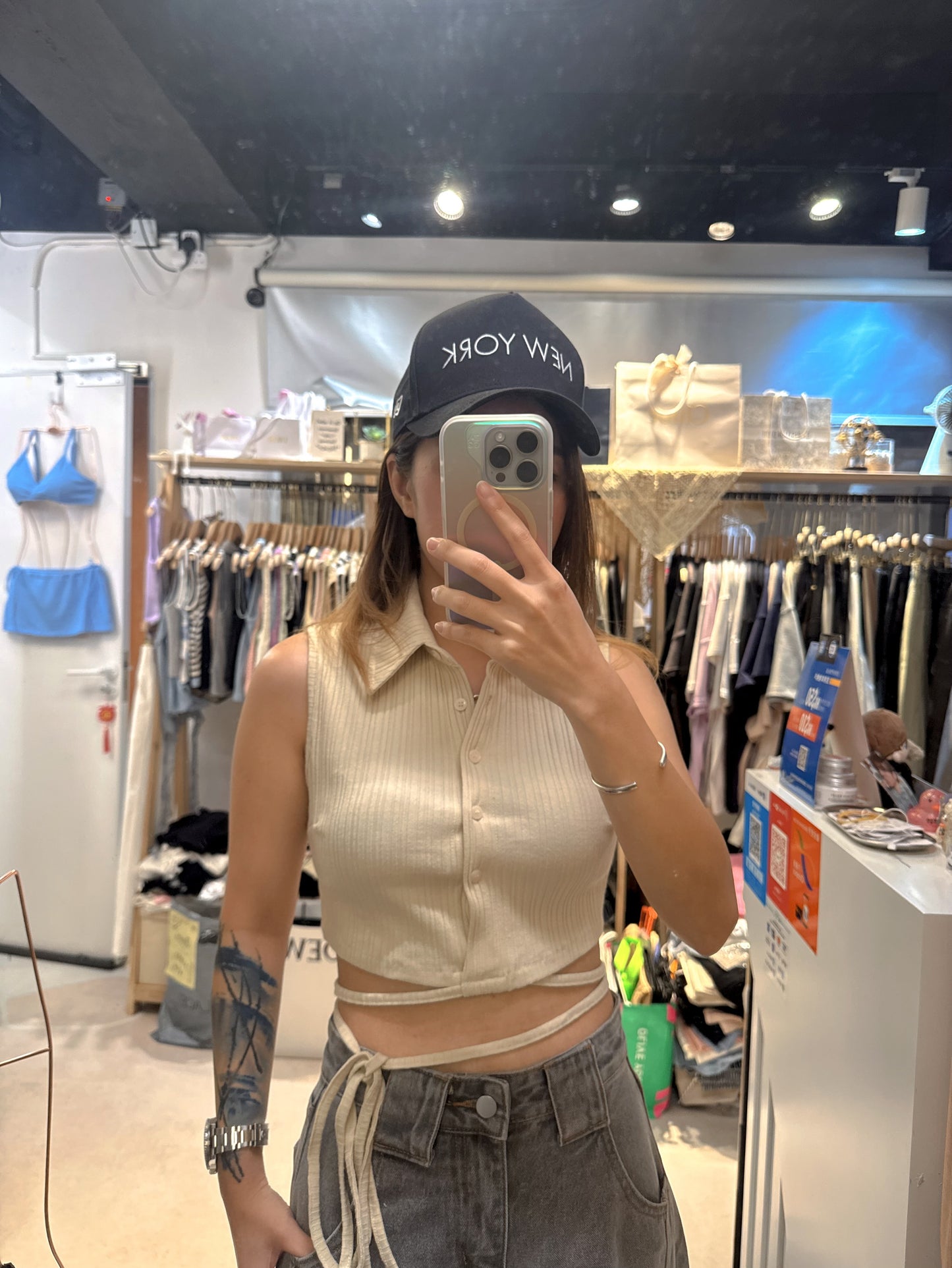 🇰🇷企領綁帶短Top