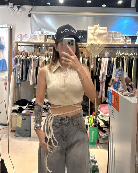 🇰🇷企領綁帶短Top