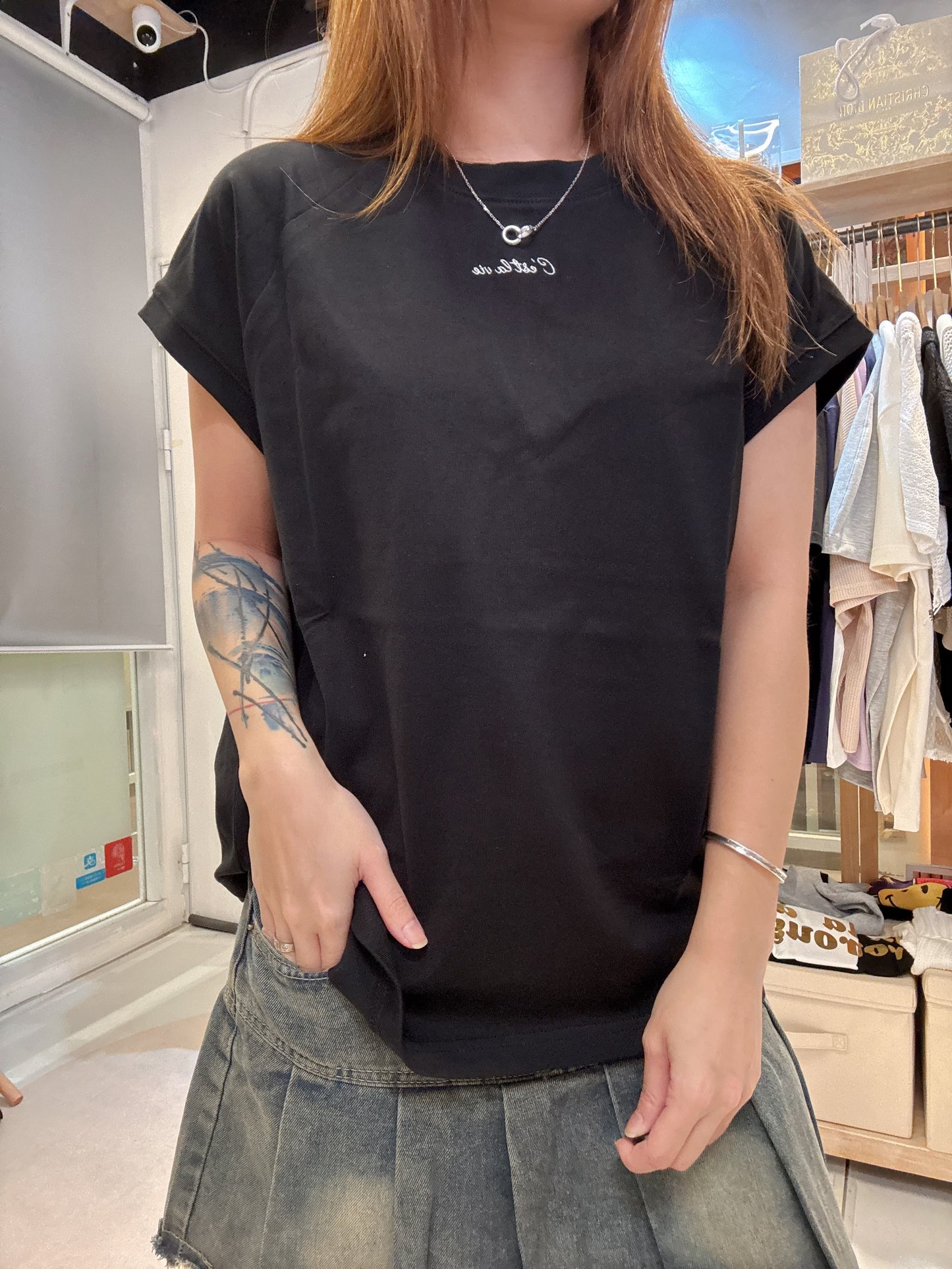 🇯🇵高質薄棉繡花細字Tee*2色