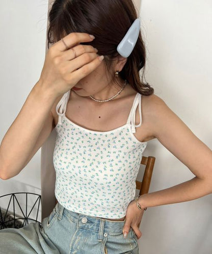 🇯🇵自己綁帶碎花短Top