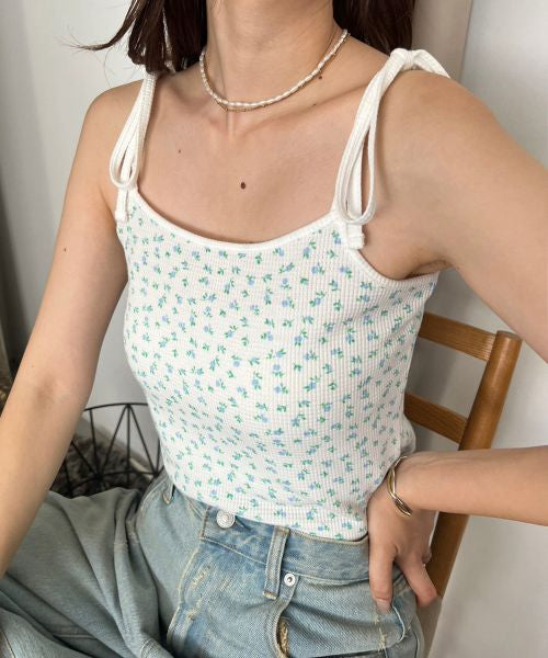 🇯🇵自己綁帶碎花短Top