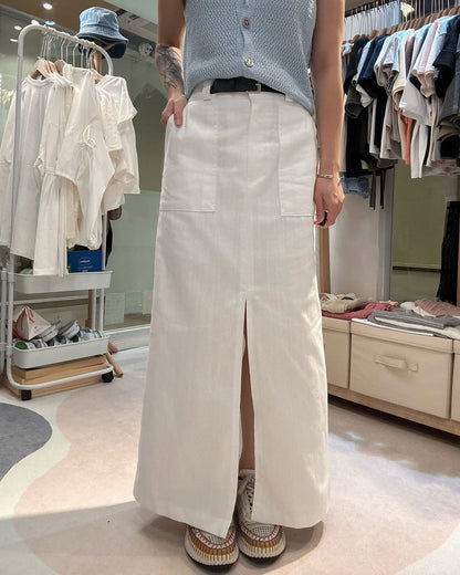 🇰🇷牛仔白布開叉裙